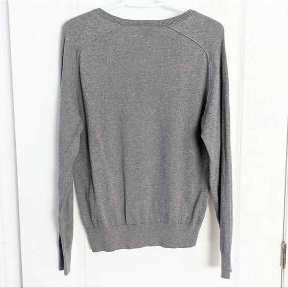 Vintage LACOSTE cotton cashmere v neck knit sweater grey size 4 small @i1 - Picture 8 of 10
